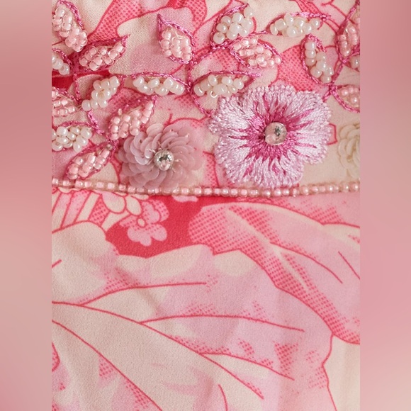 Mac Duggal Floral Flutter Cap-Sleeve V-Neck Lace-Up Gown Size 12 - Picture 5 of 8